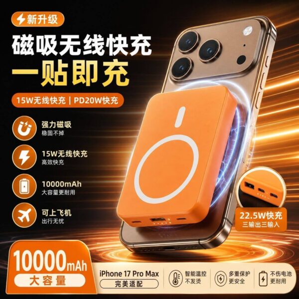 [3C Certified / Airline-Approved] 20,000mAh High-Capacity Magnetic Power Bank with Built-in Cable & Fast Charging (Doubles as Car Charger) cartacs.com