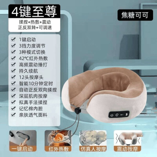 Multifunctional Neck Massage Pillow – Kneading & Vibration Massager for Home and Car Use